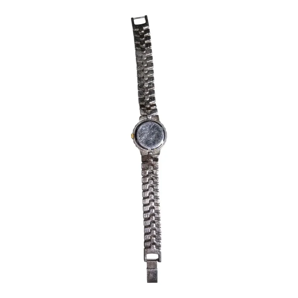Vtg 1990s Fendi Two Tone Bracelet Faceted Crystal Quartz Watch Not Running